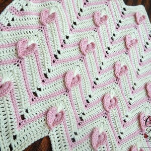 Crochet Pattern Heartbeat Chevron Afghan, Valentines blanket crochet pattern, PDF Instant Download. chevron crochet pattern image 6