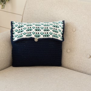 Rectangle Pillow Crochet Pattern: Sea Breeze 12&quot; x 16&quot; Easy Pillow Form and Pillow Cover patterns, PFD Instant Download