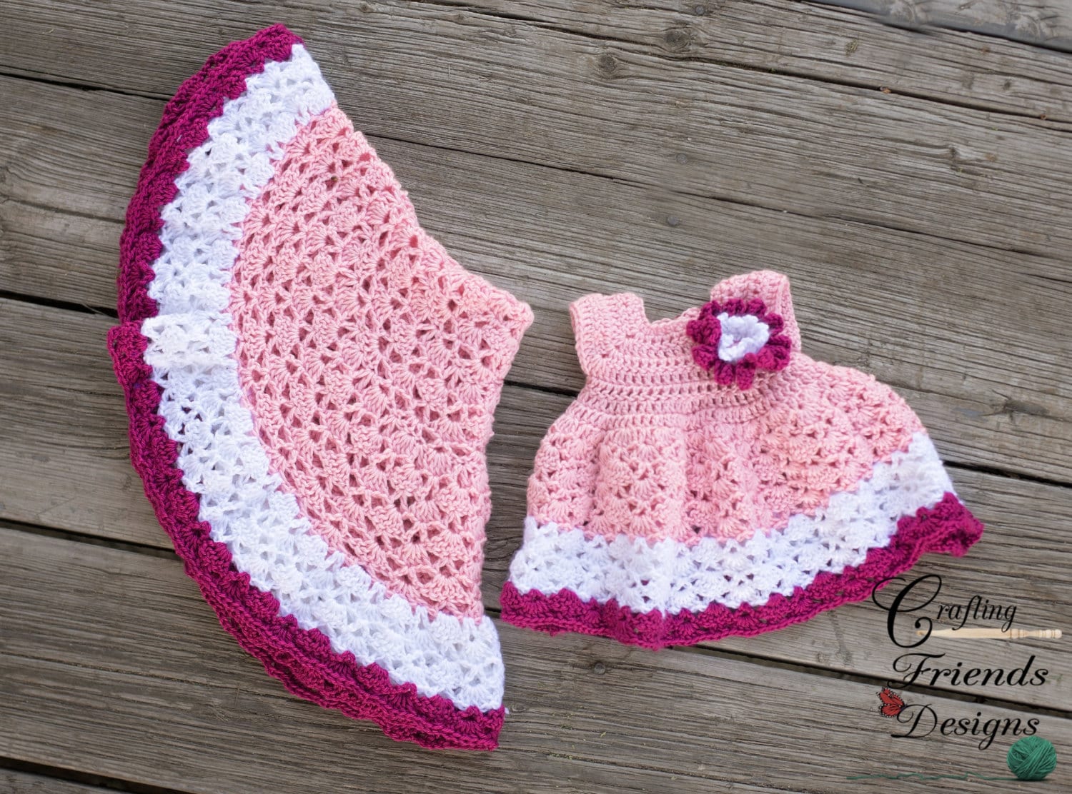 Crochet Infant Dress & Blanket Pattern: Snap Dragon Set