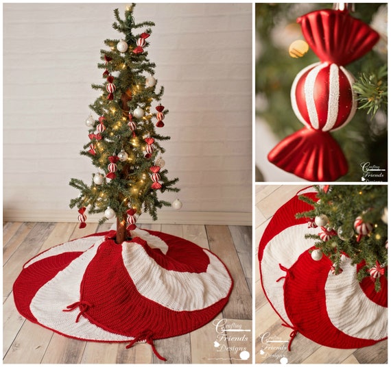 Crochet Pattern Peppermint Swirl Christmas Tree Skirt Etsy