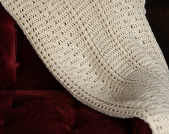 Braided Cable Block Throw Crochet Pattern: Elegant Blanket (PDF Download)