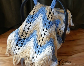 Crochet Carseat Cover Pattern: TriSquare Chevron Baby Afghan (PDF Download)