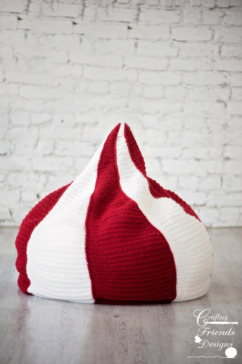 Crochet Pattern: Bean Bag Peppermint Kiss Beanbag or Pouf Crochet Pattern, PDF Instant Download Crochet Pattern, Bean Bag Chair Pattern image 7