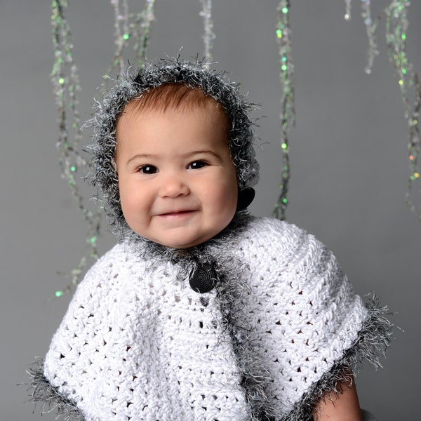 Crochet Pattern: Shawl - Mystique Cape for Infants, Toddlers, Children and Larger Winter Christmas Wrap, DIY Cape crochet pattern