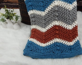 Chevron Puff Stitch Crochet Blanket Pattern: Easy DIY Afghan (PDF Download)