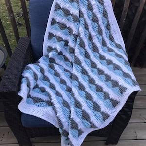 Easy Blanket Crochet Pattern: Blanket - Majestic Waves Afghan pattern, Beautiful Ripple Blanket, Warm and Comforting, Easy crochet pattern