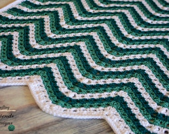 Crochet Pattern: Blanket - Sea Breeze Chevron Afghan, Baby blanket PDF Instant Download, customize to the size you want