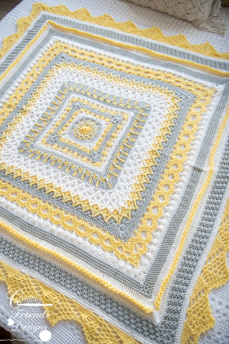 Crochet Blanket Pattern Sunny Day Blanket Square crochet pattern, Baby blanket digital pdf instant download image 6