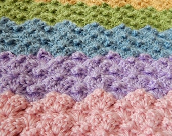 Peaked Shell Ripple Afghan Crochet Pattern: Infant to King (PDF Pattern)