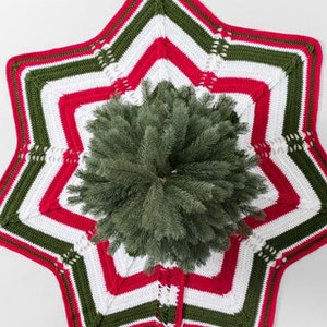 Christmas Crochet Pattern: Christmas Tree Skirt Classic Cable Star Christmas Tree Skirt pattern, PDF Download, Star tree skirt pattern image 1