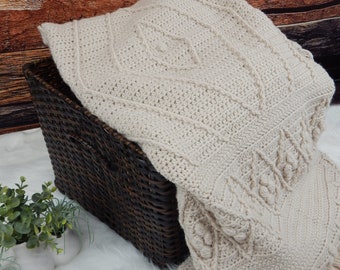 Crochet Pattern - Boho Diamond Textured Throw with fringe PDF Instant Download crochet pattern