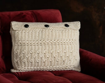 Crochet Pillow Cover Pattern: Braided Cable Block Design (PDF Download)