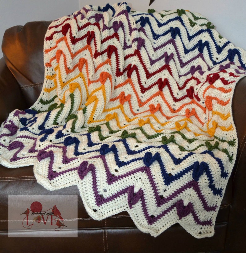 Crochet Pattern Heartbeat Chevron Afghan, Valentines blanket crochet pattern, PDF Instant Download. chevron crochet pattern image 3