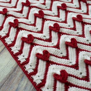 Crochet Pattern Heartbeat Chevron Afghan, Valentines blanket crochet pattern, PDF Instant Download. chevron crochet pattern image 1