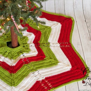 Crochet Pattern: Christmas Tree Skirt Classic Cable Star Christmas Tree Skirt Holiday Decor pattern, Instant PDF Download, Star pattern 画像 2