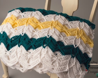 Crochet Pattern: Blanket - Diamond Burst Chevron Afghan, PDF Instant Download, DIY home decor crochet pattern