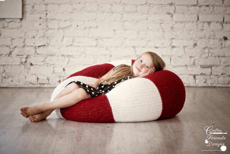 Crochet Pattern: Bean Bag Peppermint Kiss Beanbag or Pouf Crochet Pattern, PDF Instant Download Crochet Pattern, Bean Bag Chair Pattern image 5