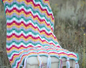 Crochet Pattern: Blanket - Reversible Textured Chevron Striped Afghan Crochet Pattern, DIY Home Decor, Instant Download pdf, Baby Blanket