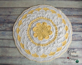 Flower Garden Crochet Blanket Pattern: Round Rug or Table Cover (PDF Download)