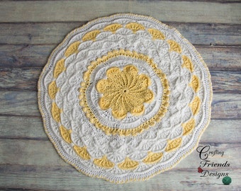 Baby Blanket Crochet Pattern: A Round the Flower Garden - Crochet Pattern for Blanket, Rug, or Table Cover, PDF download, Textured Throw