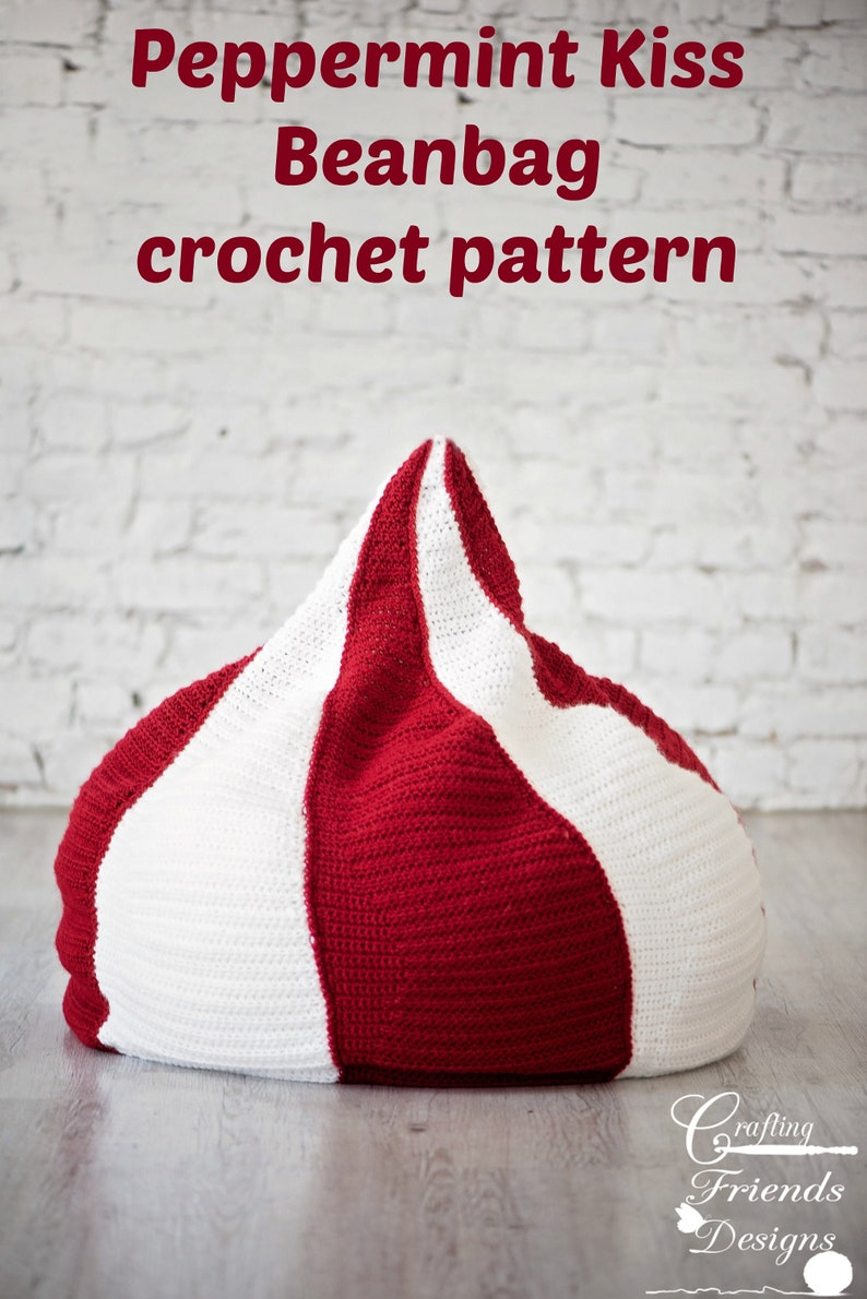 Crochet Pattern: Bean Bag Peppermint Kiss Beanbag or Pouf Crochet Pattern, PDF Instant Download Crochet Pattern, Bean Bag Chair Pattern image 2