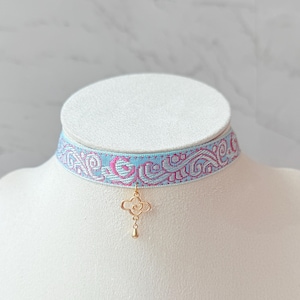 Fabric Choker Cloud Pendant Necklace, 18K Gold Detail, Handmade New Chinese Style embroidered Gift