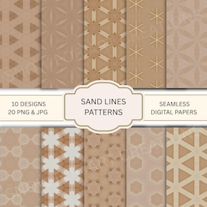 Sand Line Patterns Digital Papers Junk Journal Kits Digital Download Patterns Printable Wrapping Paper Pack Scrapbooking Background