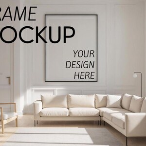 Mockup Frame In Modern Minimalist Living Room Picture Frame Mockup Instant Mockup Download Modern Minimalist Realistic Style Listing