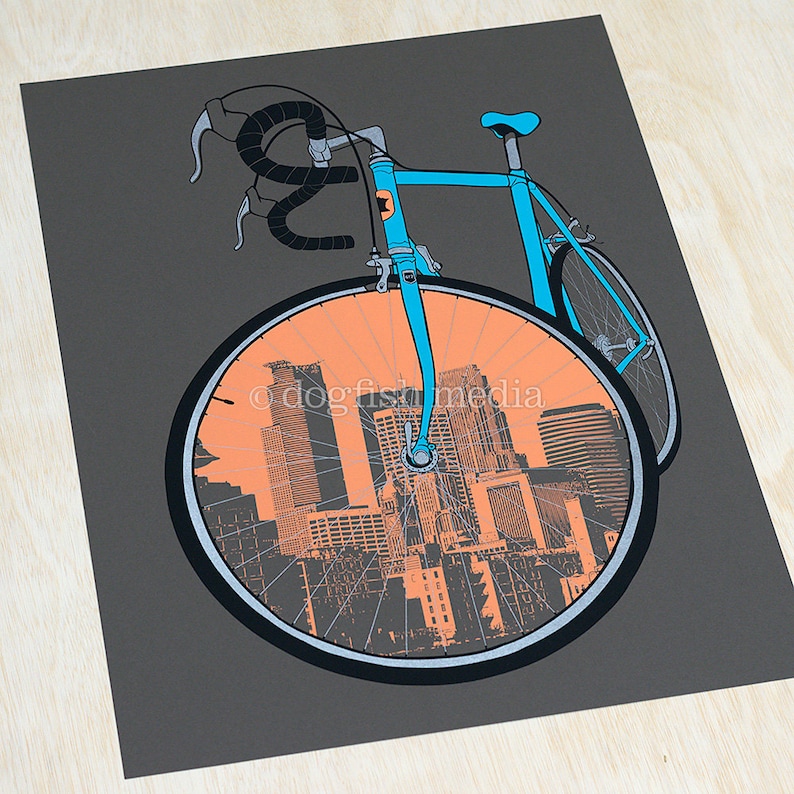 18 x 24 City Bike Minneapolis Cycling Poster image 2