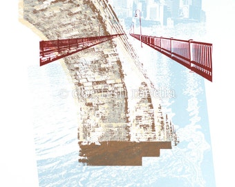 18 x 24" Minneapolis Stone Arch Bridge Screen Print Poster