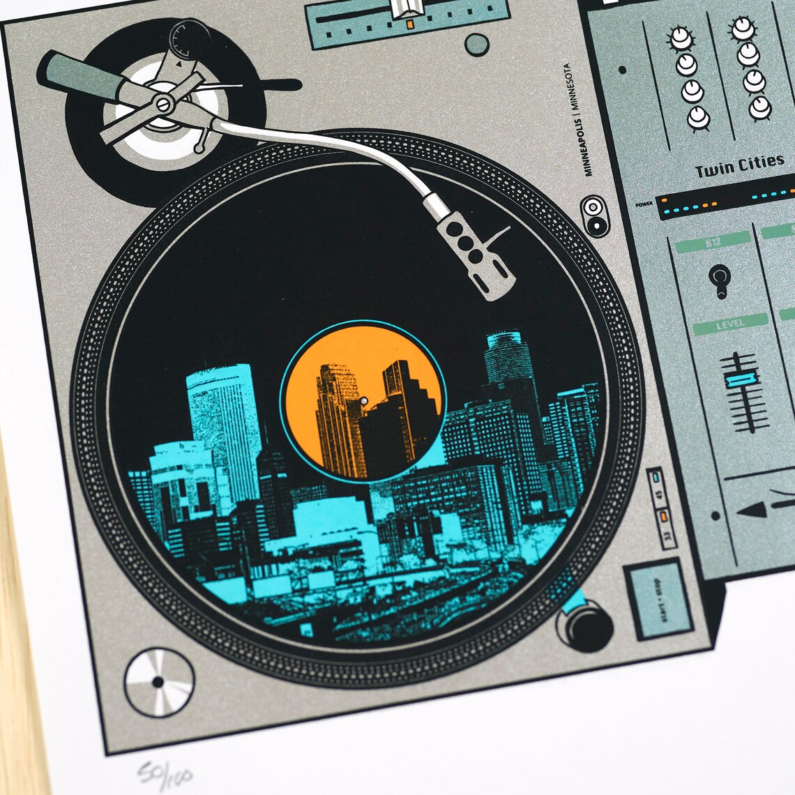 DJ Turntables Poster Minneapolis and St Paul Etsy