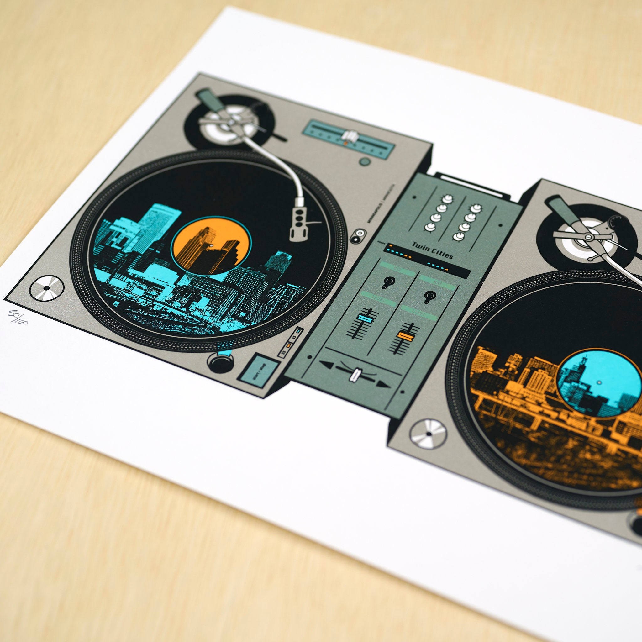 DJ Turntables Poster Minneapolis and St Paul Etsy