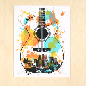 Minneapolis Guitar Screen Print Poster