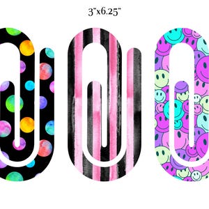 Colorful Paper Clip Bookmark Sublimation Designs: Teacher Planner Clip Art (Digital Download)
