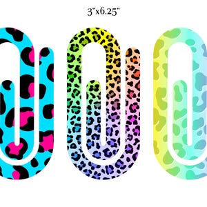 Colorful Paper Clip Bookmark Sublimation Designs: Teacher Planner Clip Art (Digital Download)