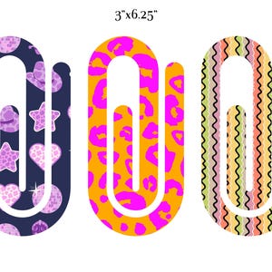 Colorful Paper Clip Bookmark Sublimation Designs: Teacher Planner Clip Art (Digital Download)