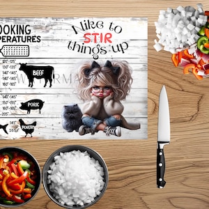 Funny Cooking Temperature Chart PNG: Kitchen Decor Sublimation File
