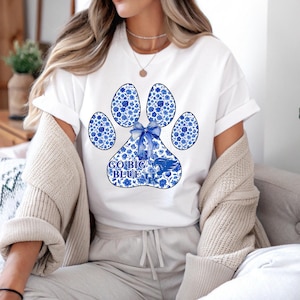 Go Big Blue Paw Print PNG | Kentucky Wildcat Floral Sublimation | Blue Bow Leopard Print Digital Download | Game Day Craft Clipart