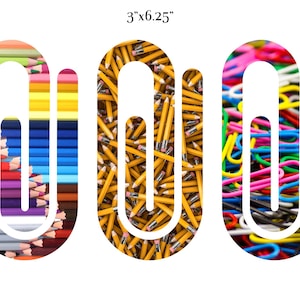 Colorful Paper Clip Bookmark Sublimation Designs: Teacher Planner Clip Art (Digital Download)