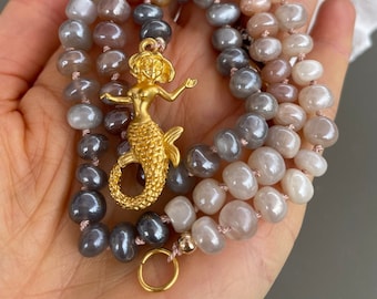 Sandy Moonstone Mermaid Necklace