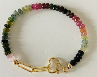 Watermelon Tourmaline ombré bracelet