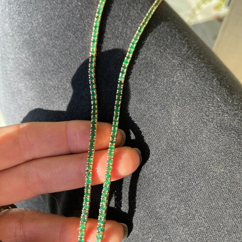 14kt Zambian Emerald Tennis Necklace 