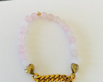 Matt Rose quartz slinky bracelet