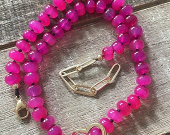 Love Pink Neon Gemstone Necklace