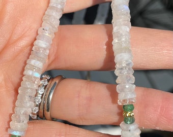 Moonstone emerald necklace