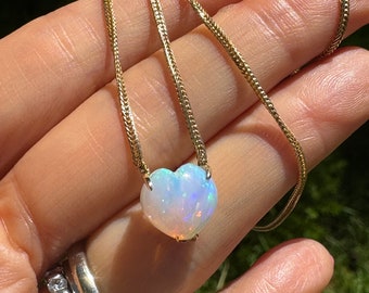 Ethiopian Opal 14k heart necklace
