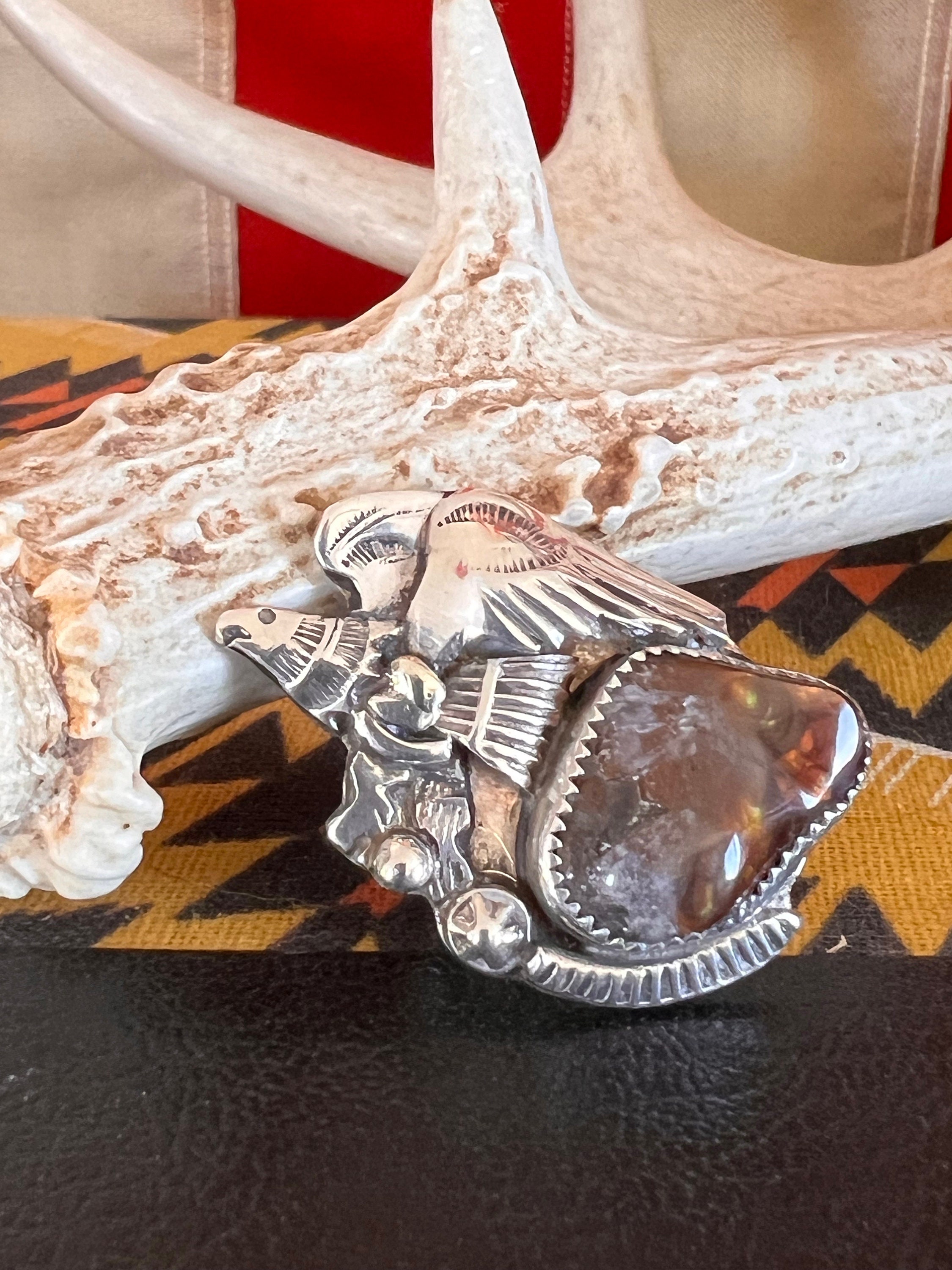 Vintage Carlos White Eagle APACHE Rare Silversmith Handmade