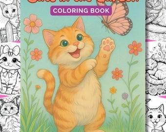 Cats In The Garden Coloring Book | 25 PDF Cat Coloring Pages, Cat Lovers Gifts, Cute Cat, Adult Coloring, Instant Download, Cats Art, Kitten
