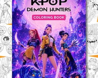 K-Pop Demon Hunters Coloring Book | 25 PDF Coloring Pages, Huntrix, Rumi Mira Zoey, Saja Boys, K-Pop Gifts, Instant Download, Teen Gift