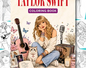 Taylor Swift Coloring Book | 25 PDF Coloring Pages, Swiftie Gifts, Taylorswift, Eras Tour, Pop Star Coloring Pages, Instant Download